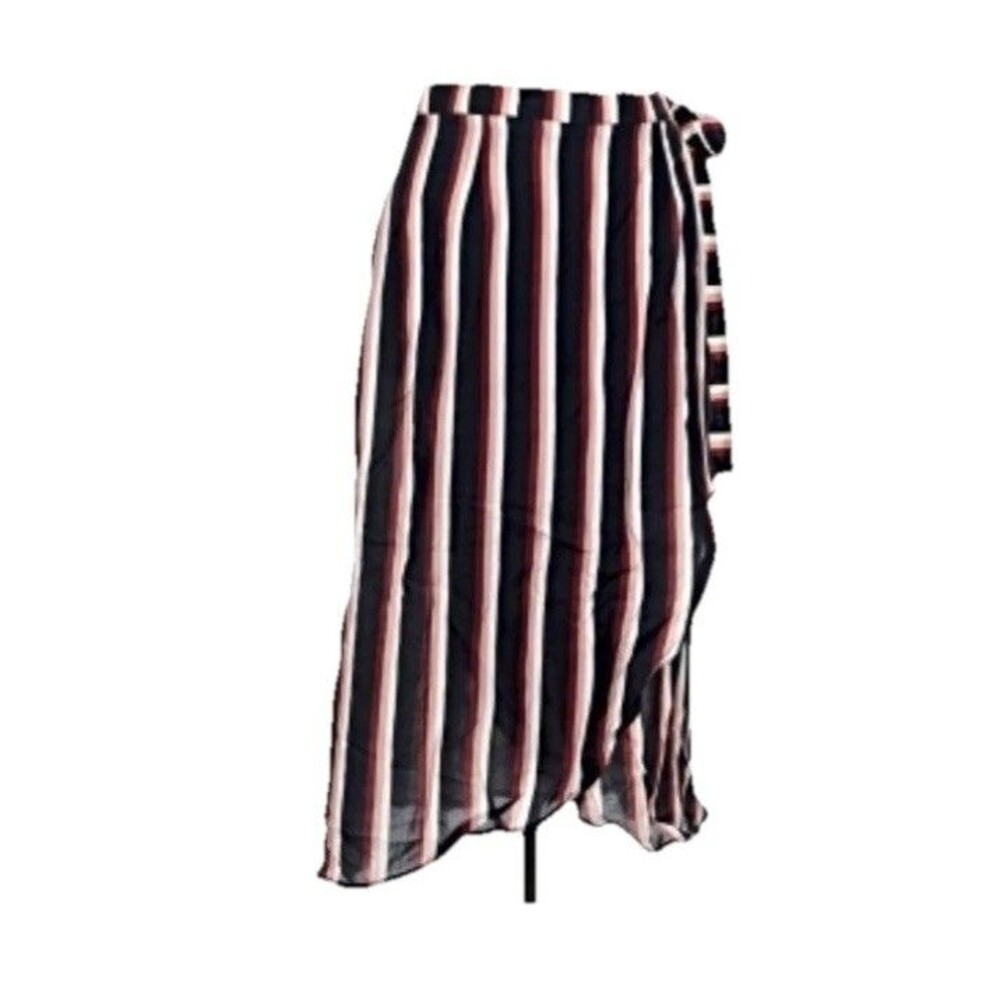Bohme Striped Wrap Skirt Casual Midi Skirt Neutral Colors Size Medium